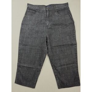 Bill Blass Jeans Easy Fit Women's Size 16 Light‎ Black Denim Crop Capri Short